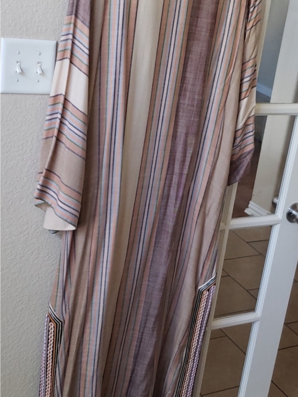 Tory Burch Striped Tassel Kaftan in Beige and Tan - Picture 5 of 7